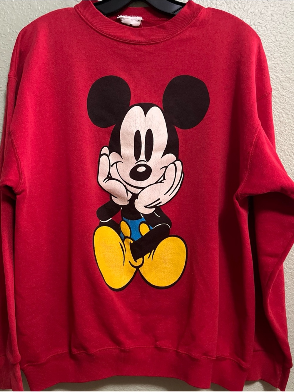 VTG 80s Mickey Mouse Florida Sweatshirt Lg White Raglan Disney World